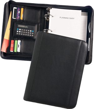 black top grain leather organizer planner cover